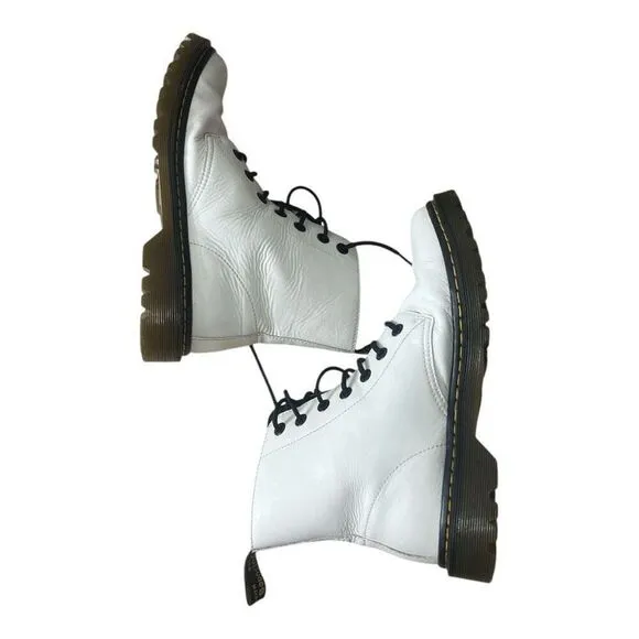 Dr. Martens Women Off White Combat Boots Size 11 Luana Airwalk AW004 Leather