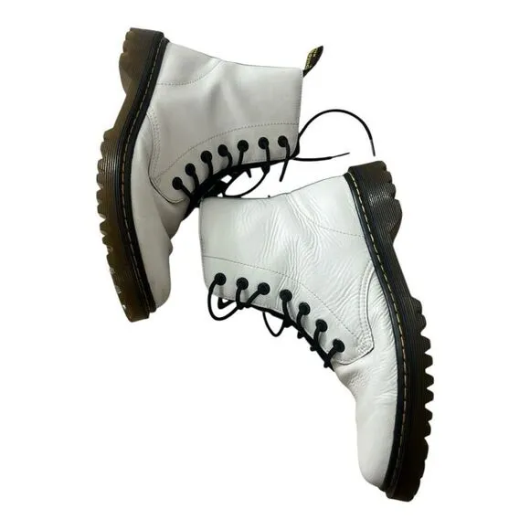 Dr. Martens Women Off White Combat Boots Size 11 Luana Airwalk AW004 Leather
