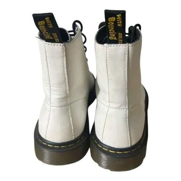 Dr. Martens Women Off White Combat Boots Size 11 Luana Airwalk AW004 Leather
