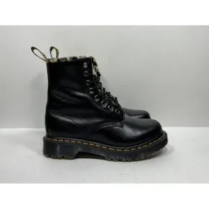 Dr. Martens 1460 Serena Leo Boots Women's Size 6 Black Faux Leopard Fur Lined