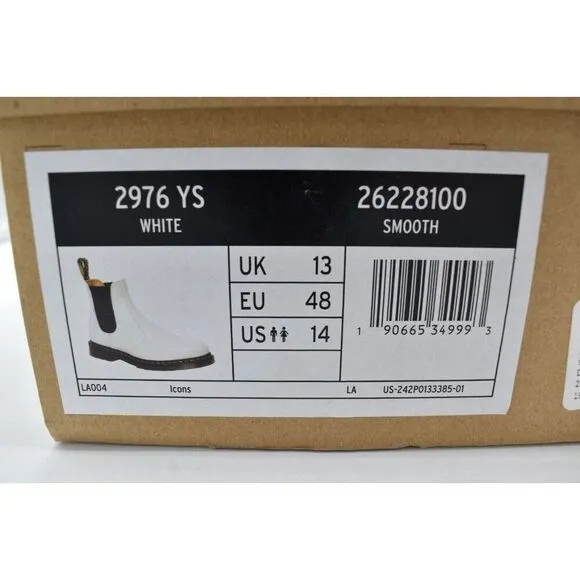 Dr Martens 2976 Mens Size 14 White Smooth Leather Chelsea Boots Shoes