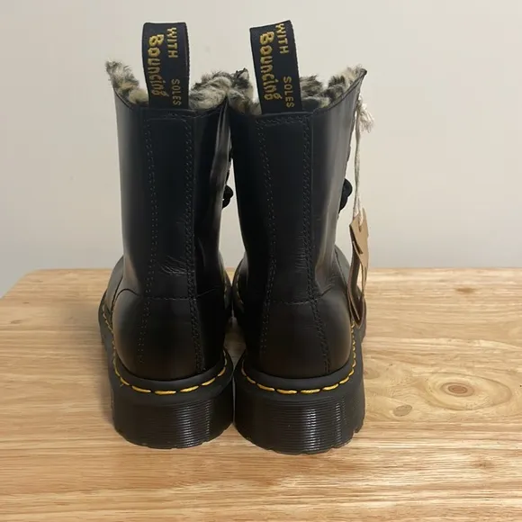 Dr.Martens Black Leopard Fur Boots Size 6