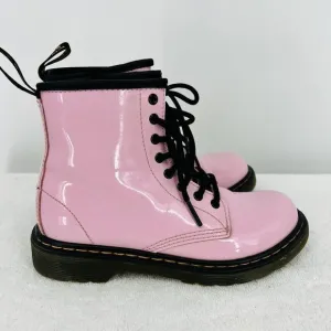 Dr. Martens Girl's Patent Leather Pink Combat Boots US Size 2 EU 1 Style 1460 J