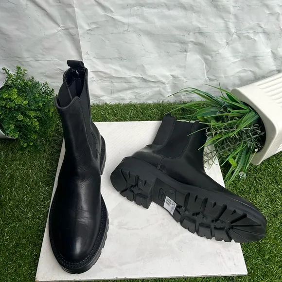 Dune London Black Poema CleatedSole Chelsea Boots size 37/7 newColour:black