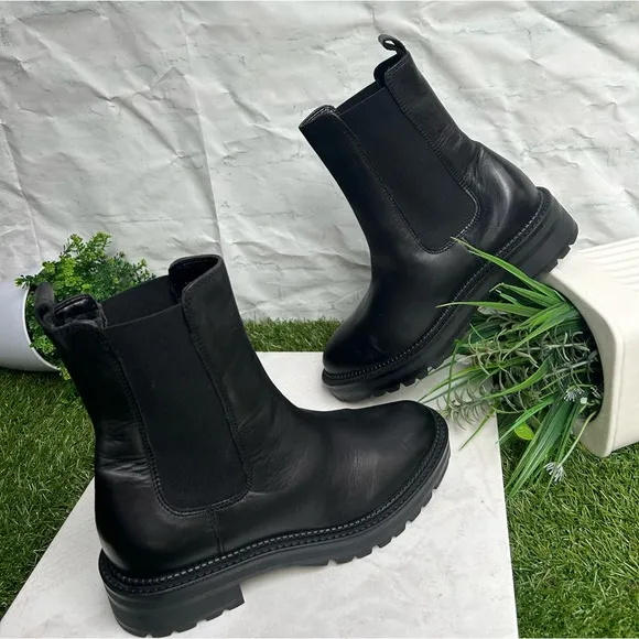 Dune London Black Poema CleatedSole Chelsea Boots size 37/7 newColour:black