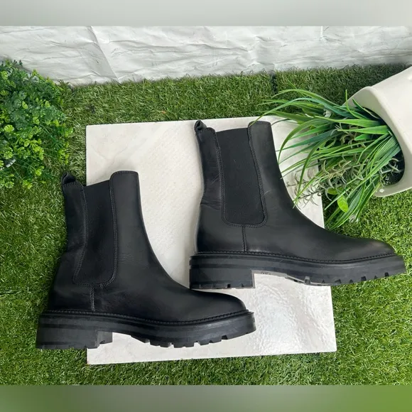 Dune London Black Poema CleatedSole Chelsea Boots size 37/7 newColour:black