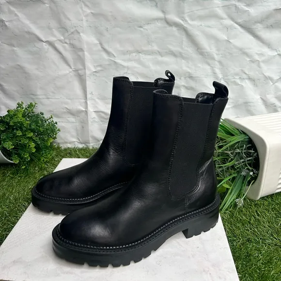 Dune London Black Poema CleatedSole Chelsea Boots size 37/7 newColour:black