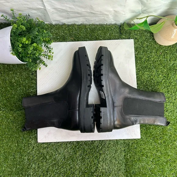 Dune London Black Poema CleatedSole Chelsea Boots size 37/7 newColour:black