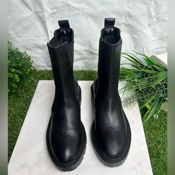 Dune London Black Poema CleatedSole Chelsea Boots size 37/7 newColour:black