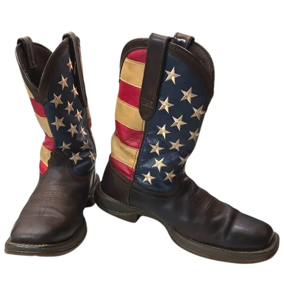 Durango Rebel Patriotic Flag Western Boots for Men - Brown - 9.5D