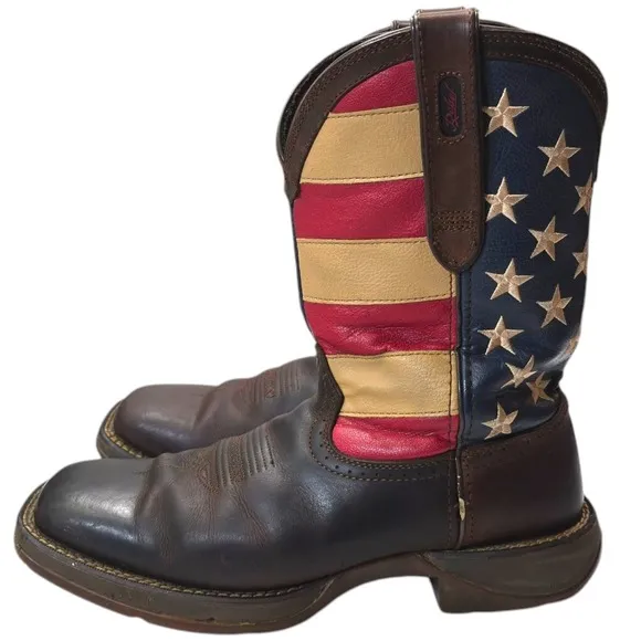 Durango Rebel Patriotic Flag Western Boots for Men - Brown - 9.5D