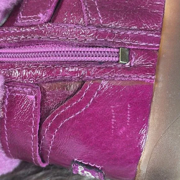 (E) UGG Australia Gemma Hot Pink Leather Fur Boots Kids Rhinestone Buckle