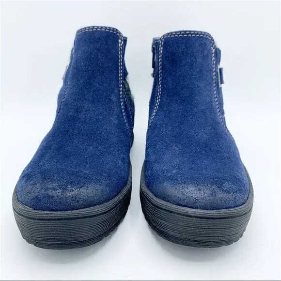 Earth Origins Water Repellent Suede Ankle Boots Tate Women Size 5.5 Blue QVC