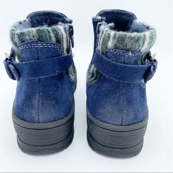 Earth Origins Water Repellent Suede Ankle Boots Tate Women Size 5.5 Blue QVC