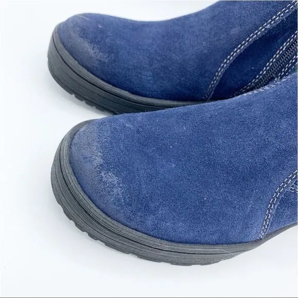 Earth Origins Water Repellent Suede Ankle Boots Tate Women Size 5.5 Blue QVC