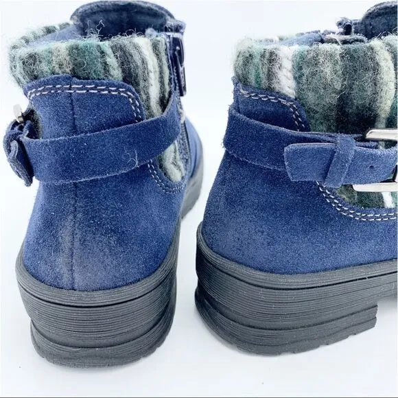 Earth Origins Water Repellent Suede Ankle Boots Tate Women Size 5.5 Blue QVC