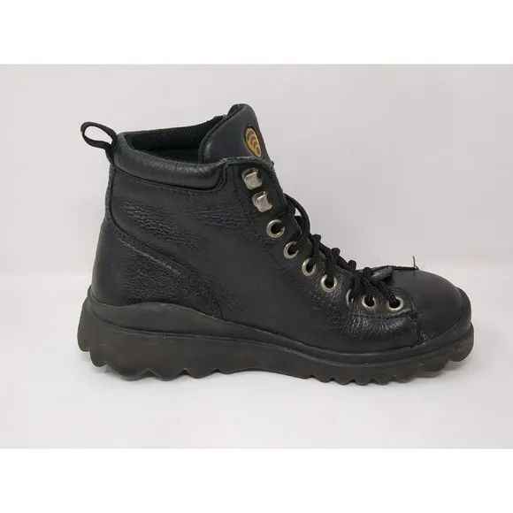 Ecco Boots Black Leather Men Size EU 40 Lace Up Ankle Boots Work‎ Y2K Chunky VTG
