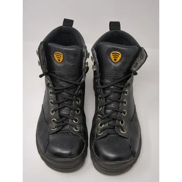 Ecco Boots Black Leather Men Size EU 40 Lace Up Ankle Boots Work‎ Y2K Chunky VTG