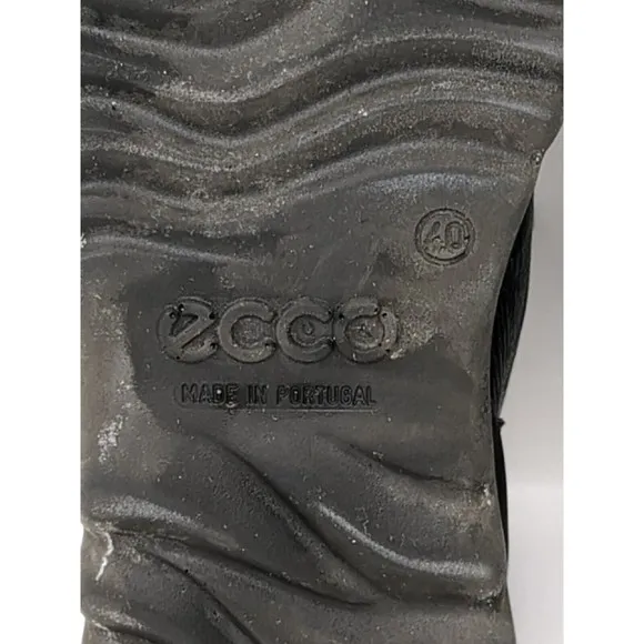 Ecco Boots Black Leather Men Size EU 40 Lace Up Ankle Boots Work‎ Y2K Chunky VTG