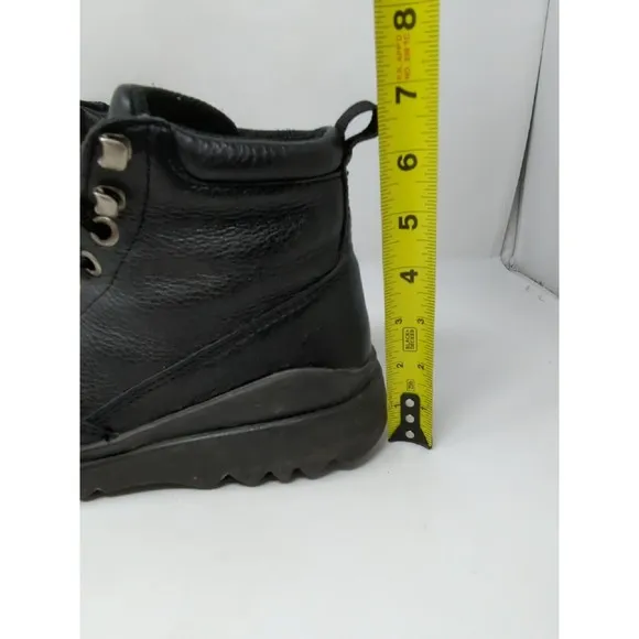 Ecco Boots Black Leather Men Size EU 40 Lace Up Ankle Boots Work‎ Y2K Chunky VTG