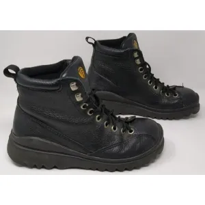 Ecco Boots Black Leather Men Size EU 40 Lace Up Ankle Boots Work‎ Y2K Chunky VTG