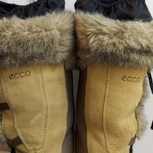 Ecco Gore-tex Fur Trim Sude Winter Boots Sz 35
