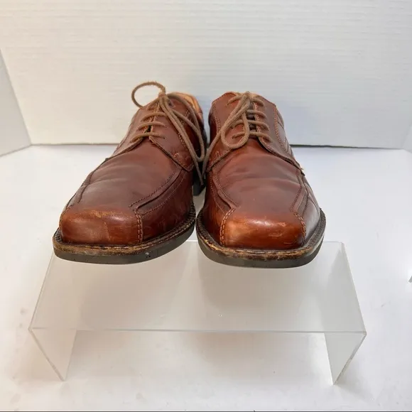 Ecco Men's Brown Leather Lace Up Oxford Shoes Size 43 US 9/9.5 Arch Support Work