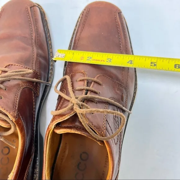 Ecco Men's Brown Leather Lace Up Oxford Shoes Size 43 US 9/9.5 Arch Support Work