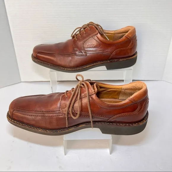 Ecco Men's Brown Leather Lace Up Oxford Shoes Size 43 US 9/9.5 Arch Support Work