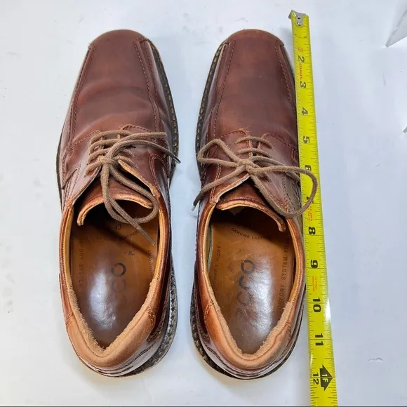 Ecco Men's Brown Leather Lace Up Oxford Shoes Size 43 US 9/9.5 Arch Support Work