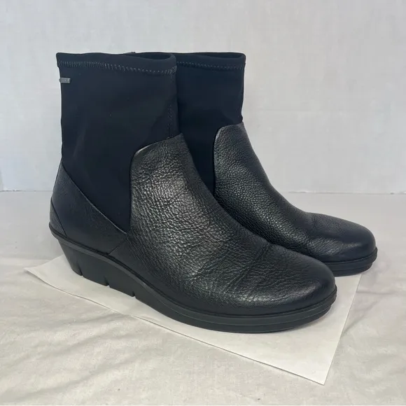 Ecco Skyler Ankle Boots Wedge Gore-Tex Leather Black Women 8