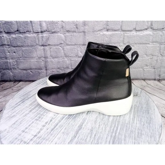 Ecco Soft 7 Wedge City Leather Ankle Boots Women 8-8.5 US 39 EU Great Condition