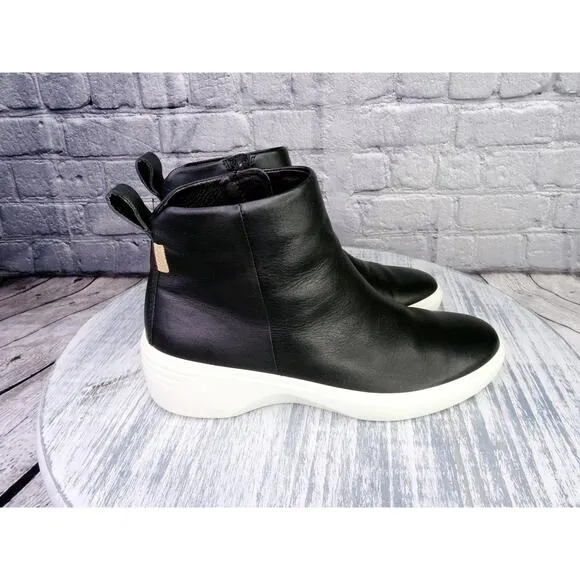 Ecco Soft 7 Wedge City Leather Ankle Boots Women 8-8.5 US 39 EU Great Condition