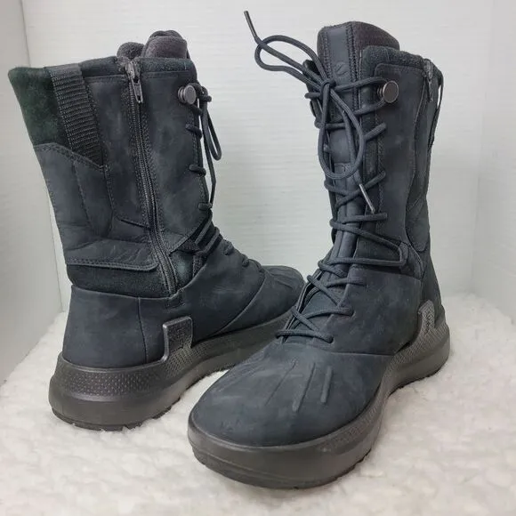 Ecco Solice Boots Womens Size 10.5 Black High Winter Shoes