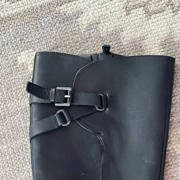 ECCO tall leather boots black 38 women buckle