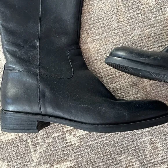ECCO tall leather boots black 38 women buckle