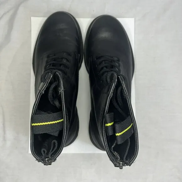 Ecco Tredtray High Cut Boots Cow Leather Combat Boots Lace Up Black Women 6-6.5