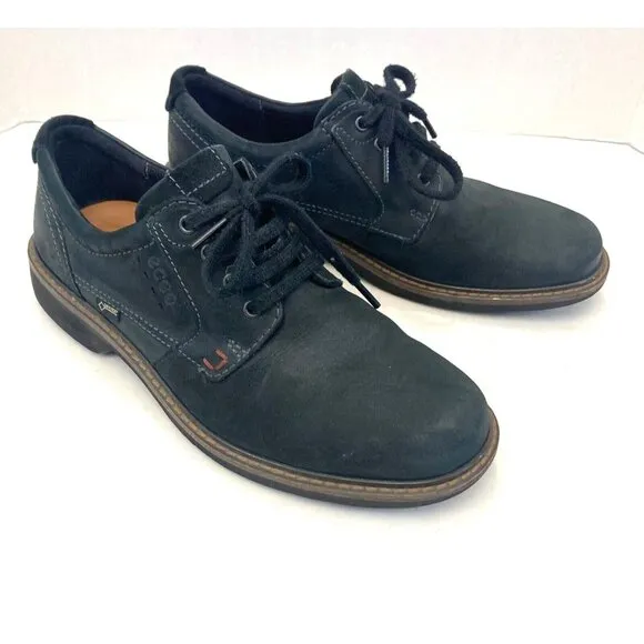 ECCO Turn GoreTex Leather Oxford Shoes Mens EU 42 US 8 / 8.5 Waterproof Black