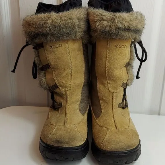 Ecco Gore-tex Fur Trim Sude Winter Boots Sz 35