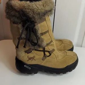 Ecco Gore-tex Fur Trim Sude Winter Boots Sz 35