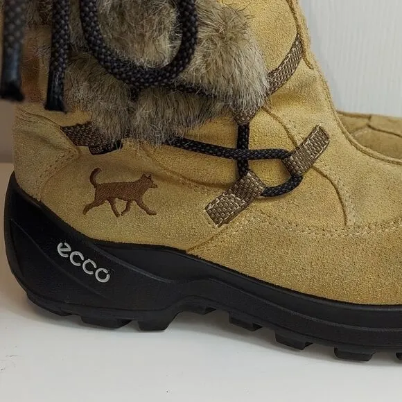Ecco Gore-tex Fur Trim Sude Winter Boots Sz 35