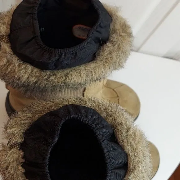 Ecco Gore-tex Fur Trim Sude Winter Boots Sz 35