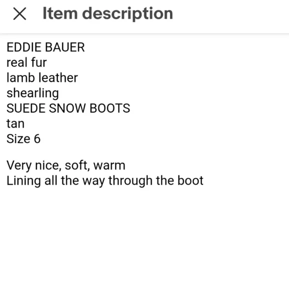 Eddie Bauer real fur leather suede shearling boots