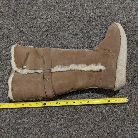 Eddie Bauer real fur leather suede shearling boots