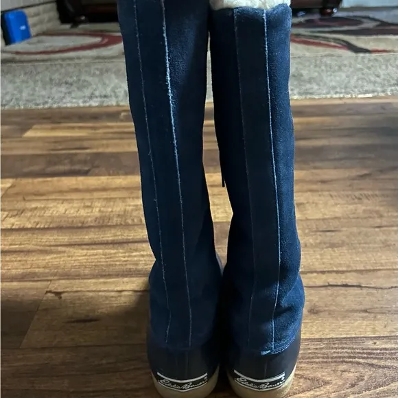 Eddie Bauer • Women • Knee High • Suede • Winter • Blue • Sz 7 • Faux Fur •Boots