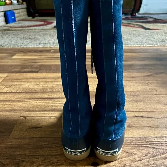 Eddie Bauer • Women • Knee High • Suede • Winter • Blue • Sz 7 • Faux Fur •Boots