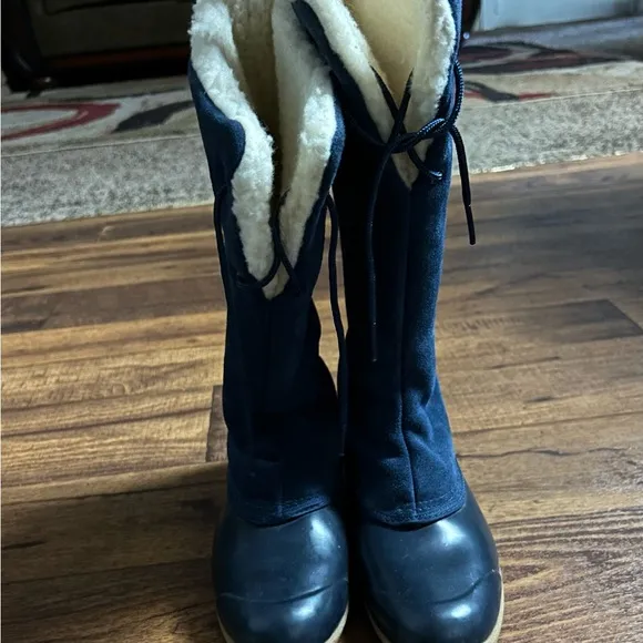 Eddie Bauer • Women • Knee High • Suede • Winter • Blue • Sz 7 • Faux Fur •Boots
