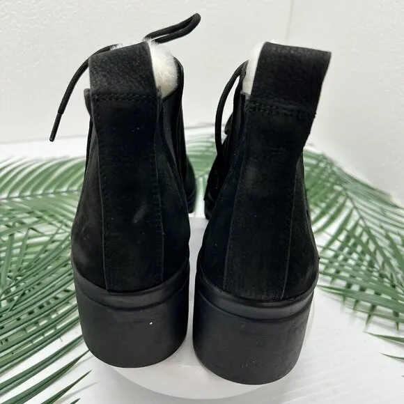 EILEEN FISHER Calm Chelsea Leather Lamb Fur Lace Up Ankle Boots Women 6.5 ~ NWOB