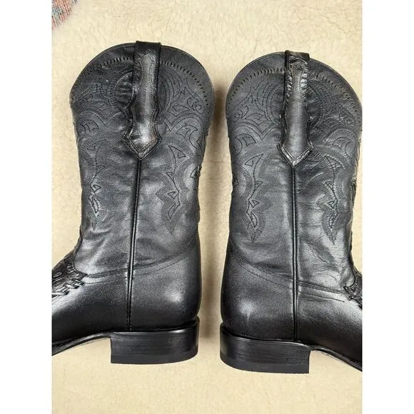 El General Cowboy Boots Black Alligator Western Snip Toe Limited Edition Men 7.5