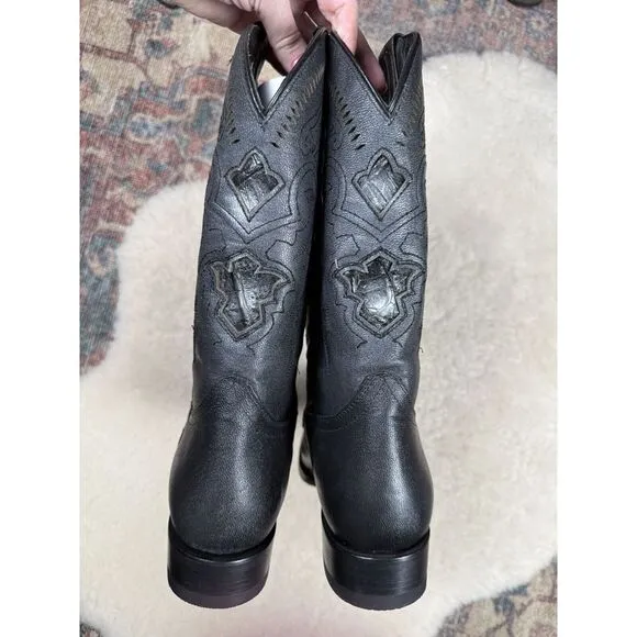 El General Cowboy Boots Black Alligator Western Snip Toe Limited Edition Men 7.5